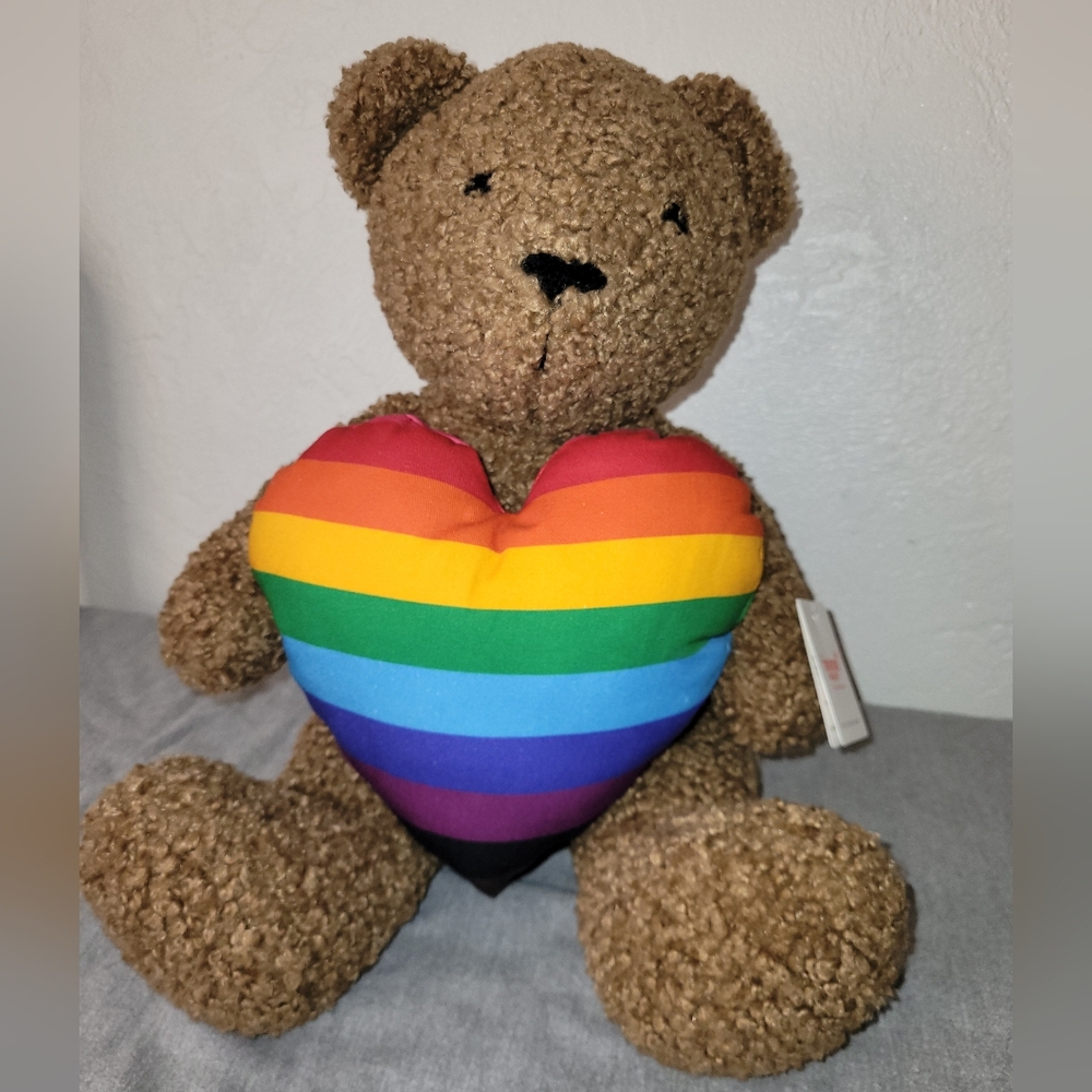 The Trevor Project PRIDE Rainbow Heart Teddy Bear NWT Pottery Barn Valentines🥰